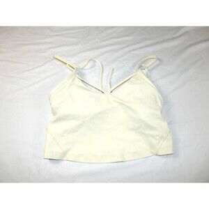 Lululemon Ribbed Cropped Athletic Halter Top Bone Ivory Cream Women's - FLAWED